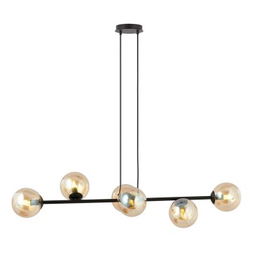 Candeeiro suspenso ROSSI 6xE14/10W/230V preto/bege