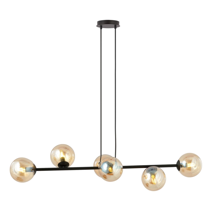 Candeeiro suspenso ROSSI 6xE14/10W/230V preto/bege