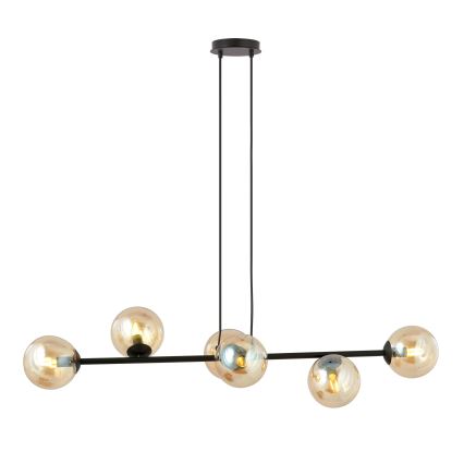 Candeeiro suspenso ROSSI 6xE14/10W/230V preto/bege
