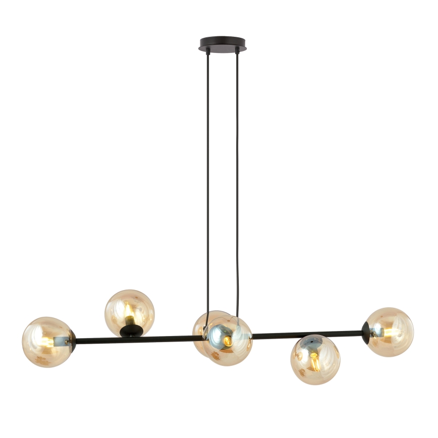 Candeeiro suspenso ROSSI 6xE14/10W/230V preto/bege