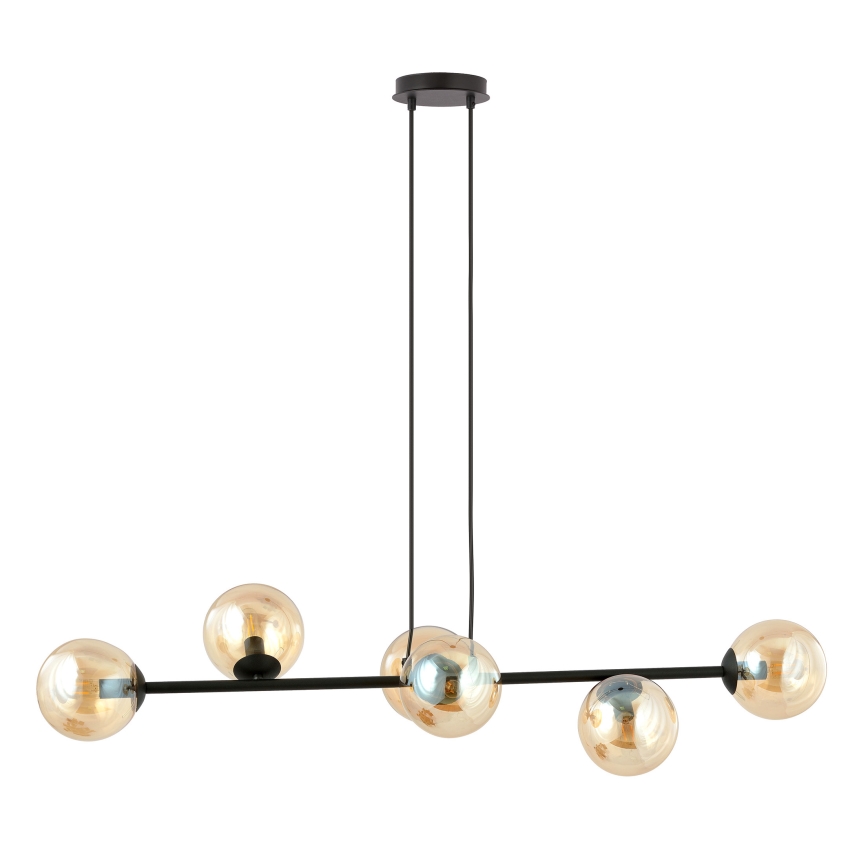 Candeeiro suspenso ROSSI 6xE14/10W/230V preto/bege