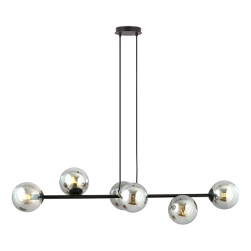 Candeeiro suspenso ROSSI 6xE14/10W/230V preto/cinzento