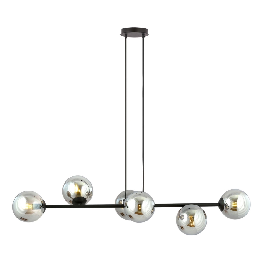 Candeeiro suspenso ROSSI 6xE14/10W/230V preto/cinzento