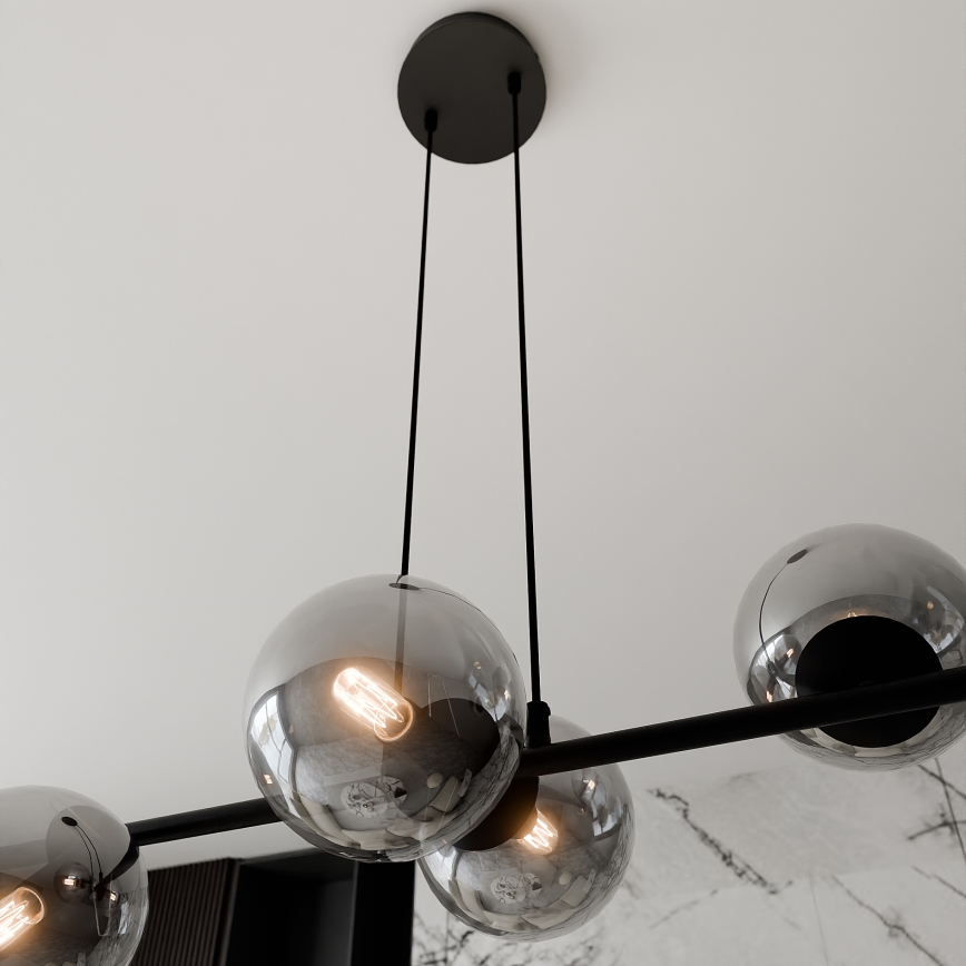 Candeeiro suspenso ROSSI 6xE14/10W/230V preto/cinzento