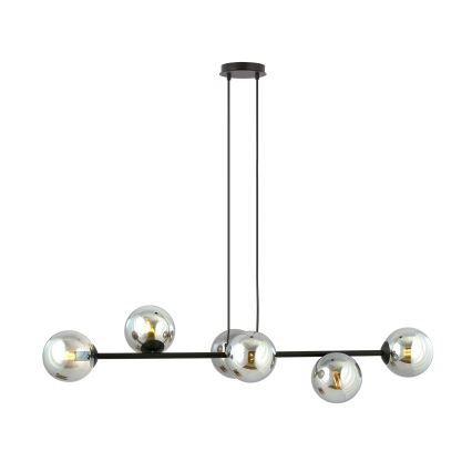 Candeeiro suspenso ROSSI 6xE14/10W/230V preto/cinzento