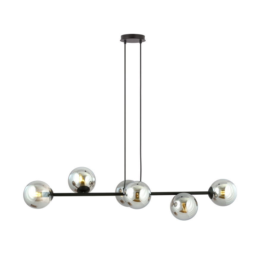 Candeeiro suspenso ROSSI 6xE14/10W/230V preto/cinzento