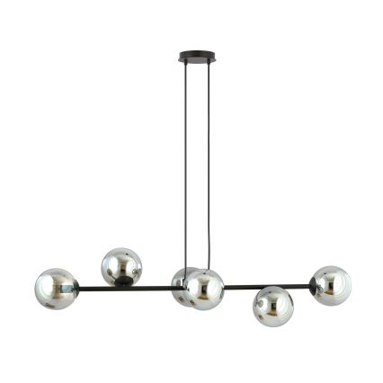 Candeeiro suspenso ROSSI 6xE14/10W/230V preto/cinzento