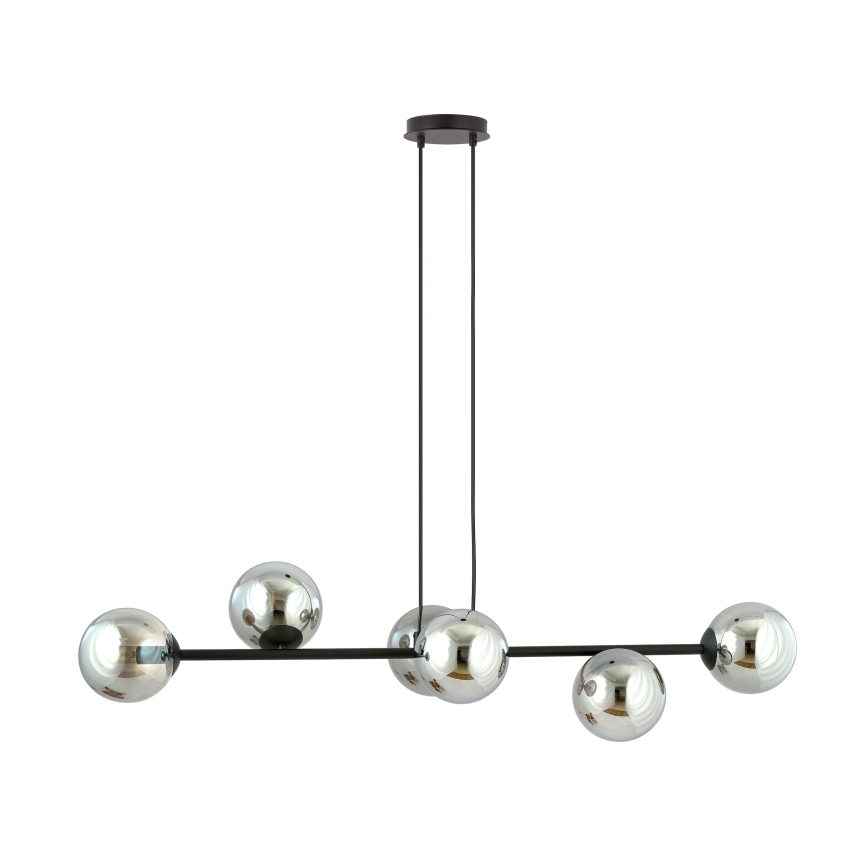 Candeeiro suspenso ROSSI 6xE14/10W/230V preto/cinzento