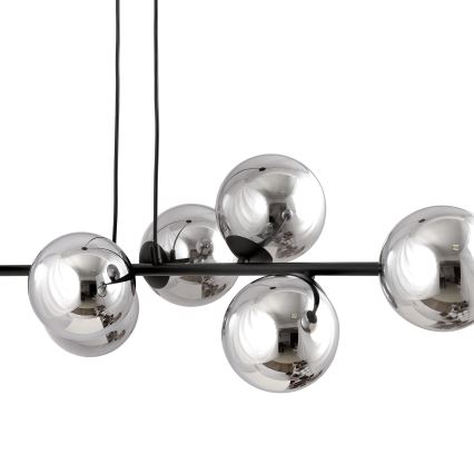 Candeeiro suspenso ROSSI 6xE14/10W/230V preto/cinzento