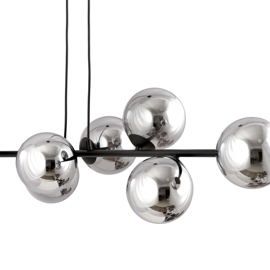 Candeeiro suspenso ROSSI 6xE14/10W/230V preto/cinzento