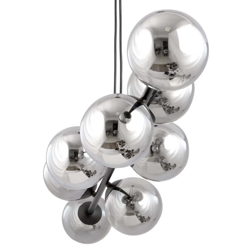 Candeeiro suspenso ROSSI 6xE14/10W/230V preto/cinzento