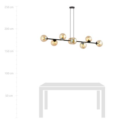 Candeeiro suspenso ROSSI 8xE14/10W/230V preto/bege