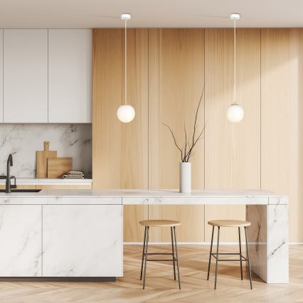 Candeeiro suspenso ROYAL 1xE14/10W/230V diâmetro 14 cm branco