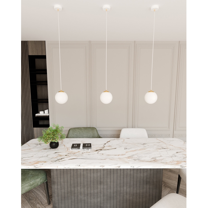 Candeeiro suspenso ROYAL 1xE14/10W/230V diâmetro 14 cm branco