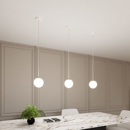 Candeeiro suspenso ROYAL 1xE14/10W/230V diâmetro 14 cm branco