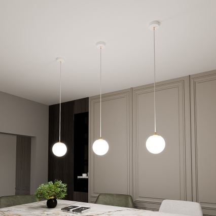 Candeeiro suspenso ROYAL 1xE14/10W/230V diâmetro 14 cm branco