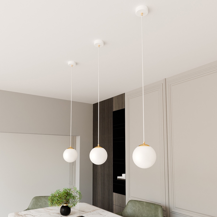Candeeiro suspenso ROYAL 1xE14/10W/230V diâmetro 14 cm branco