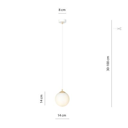 Candeeiro suspenso ROYAL 1xE14/10W/230V diâmetro 14 cm branco
