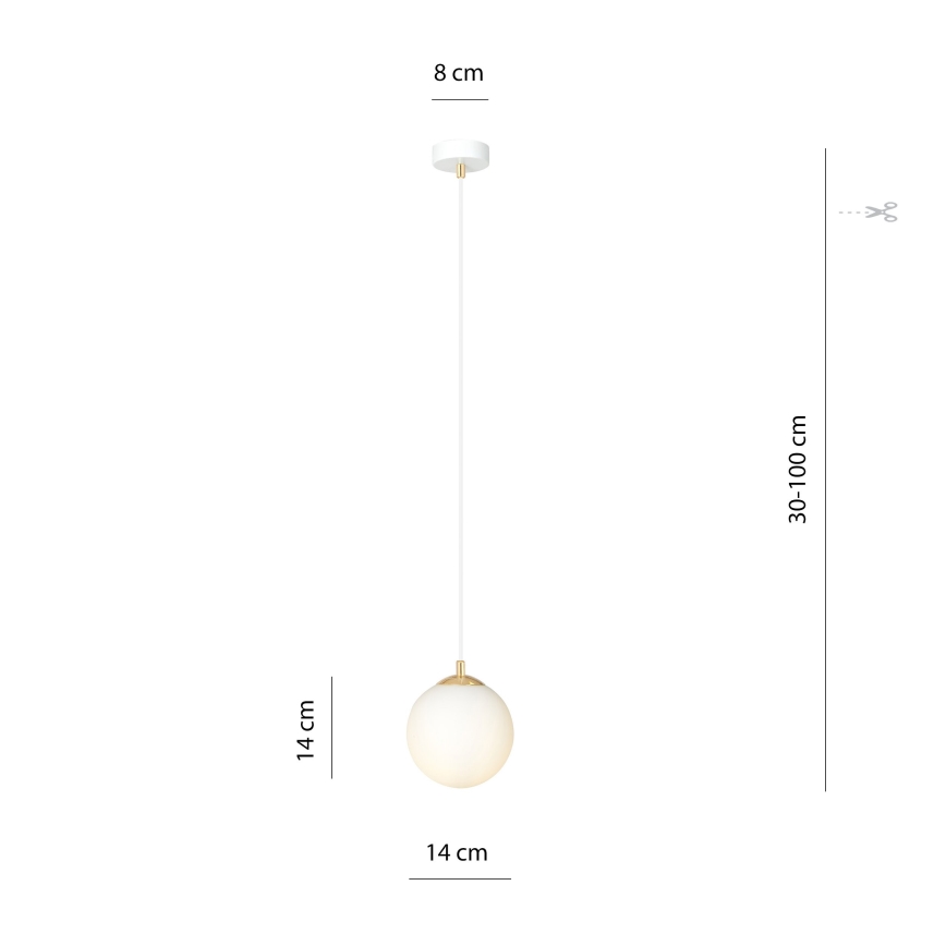 Candeeiro suspenso ROYAL 1xE14/10W/230V diâmetro 14 cm branco