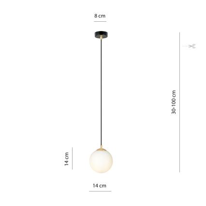 Candeeiro suspenso ROYAL 1xE14/10W/230V diâmetro 14 cm preto
