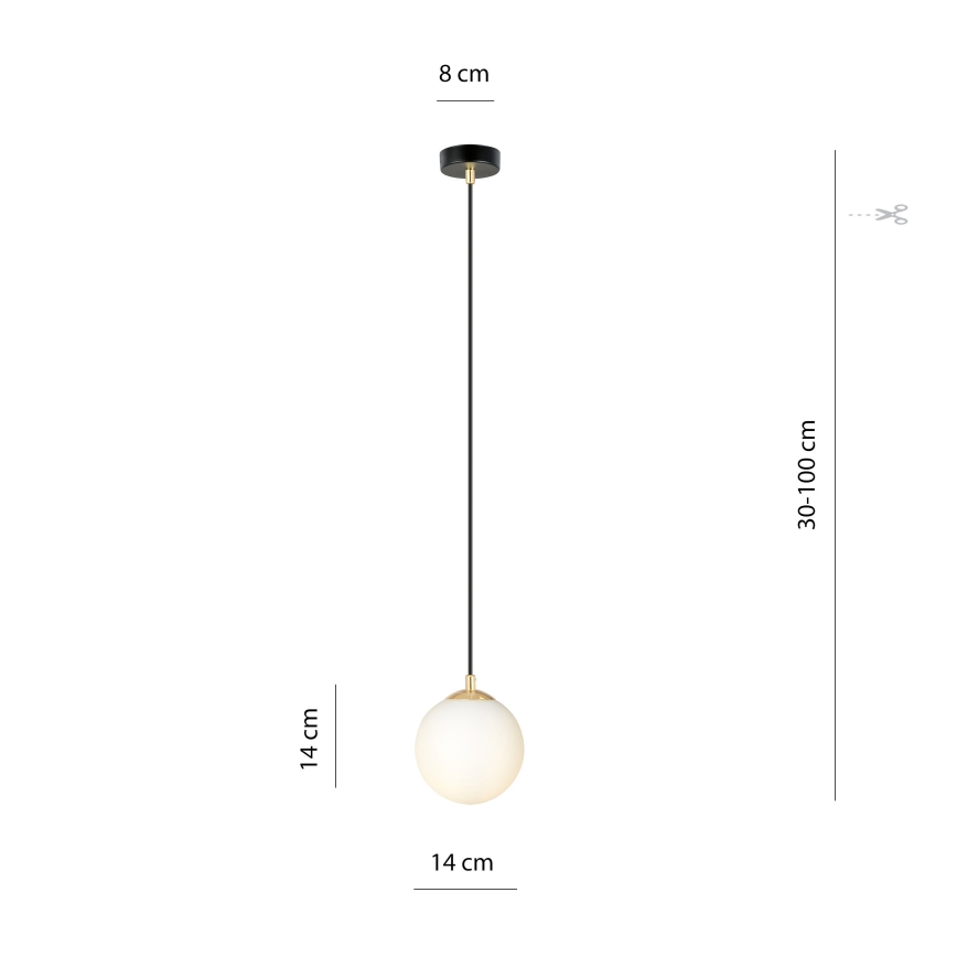 Candeeiro suspenso ROYAL 1xE14/10W/230V diâmetro 14 cm preto