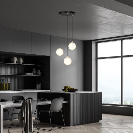 Candeeiro suspenso ROYAL 3xE14/10W/230V diâmetro 30 cm preto