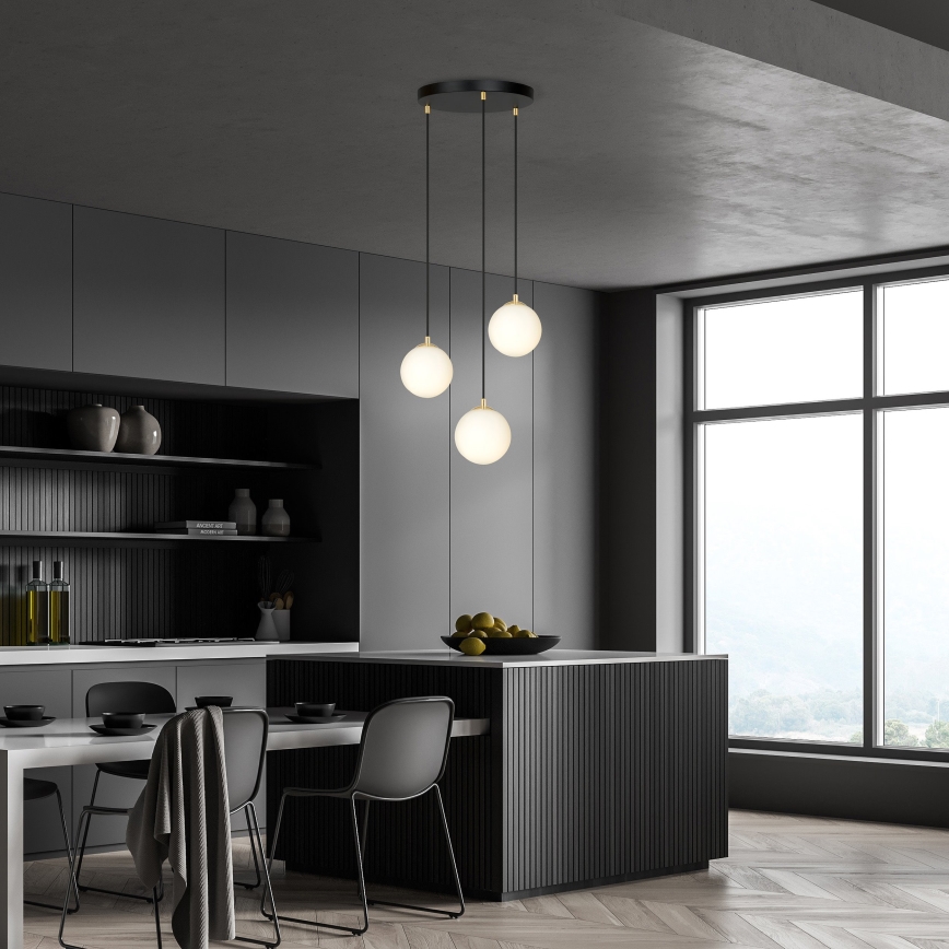 Candeeiro suspenso ROYAL 3xE14/10W/230V diâmetro 30 cm preto