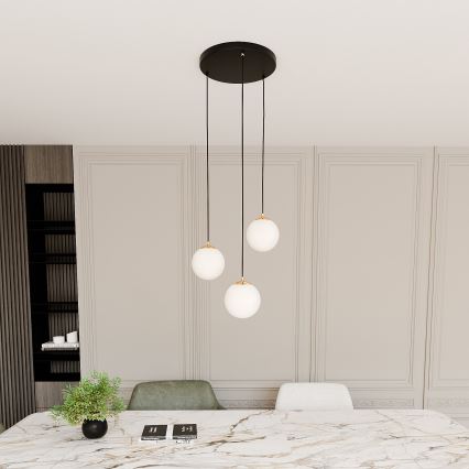 Candeeiro suspenso ROYAL 3xE14/10W/230V diâmetro 30 cm preto