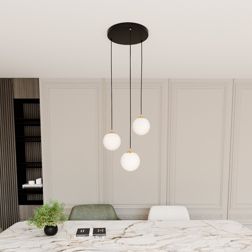 Candeeiro suspenso ROYAL 3xE14/10W/230V diâmetro 30 cm preto