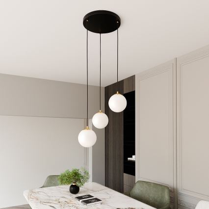 Candeeiro suspenso ROYAL 3xE14/10W/230V diâmetro 30 cm preto