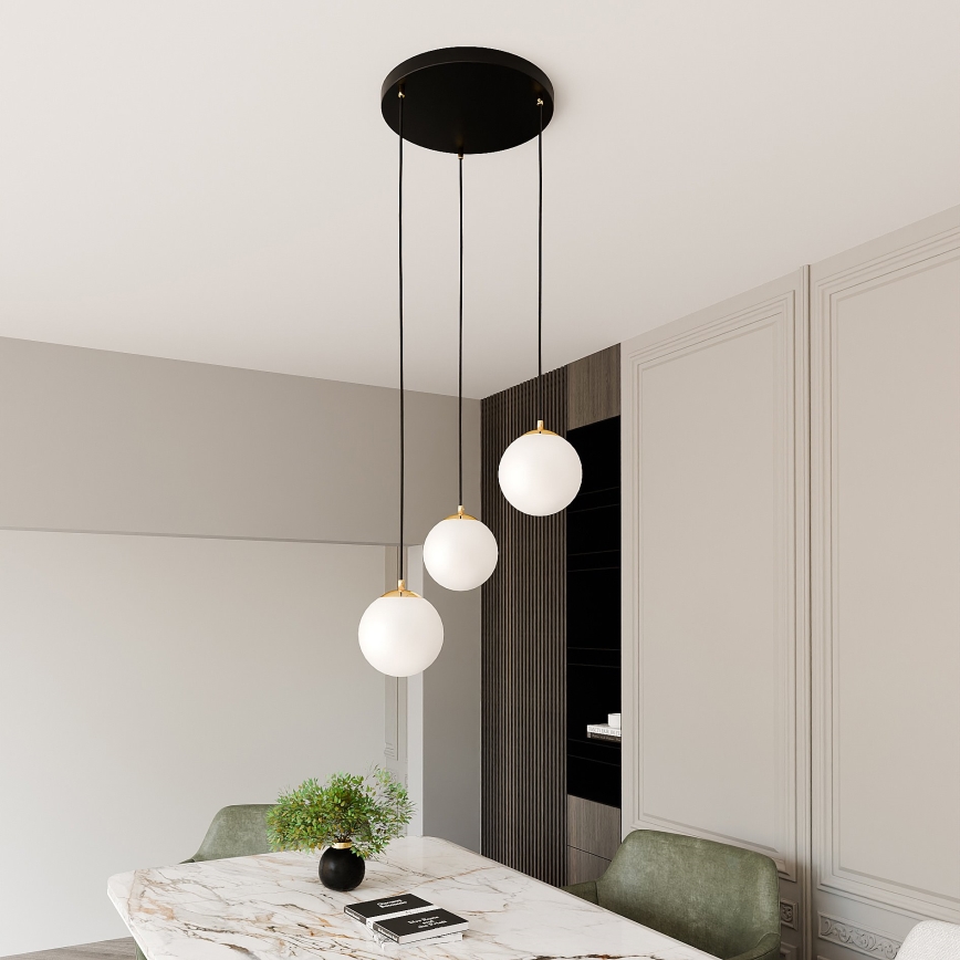 Candeeiro suspenso ROYAL 3xE14/10W/230V diâmetro 30 cm preto