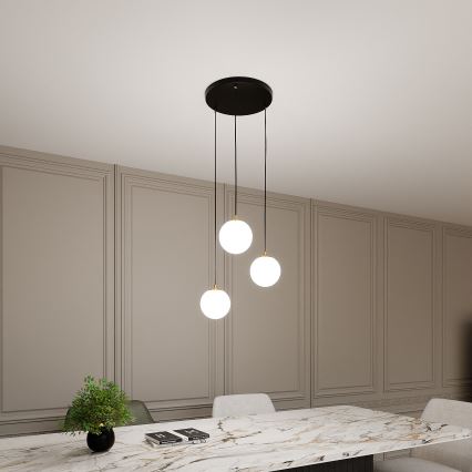 Candeeiro suspenso ROYAL 3xE14/10W/230V diâmetro 30 cm preto
