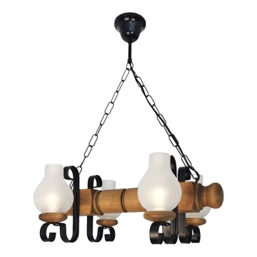 Candeeiro suspenso RUSTIC 4xE14/40W/230V faia - FSC certificado