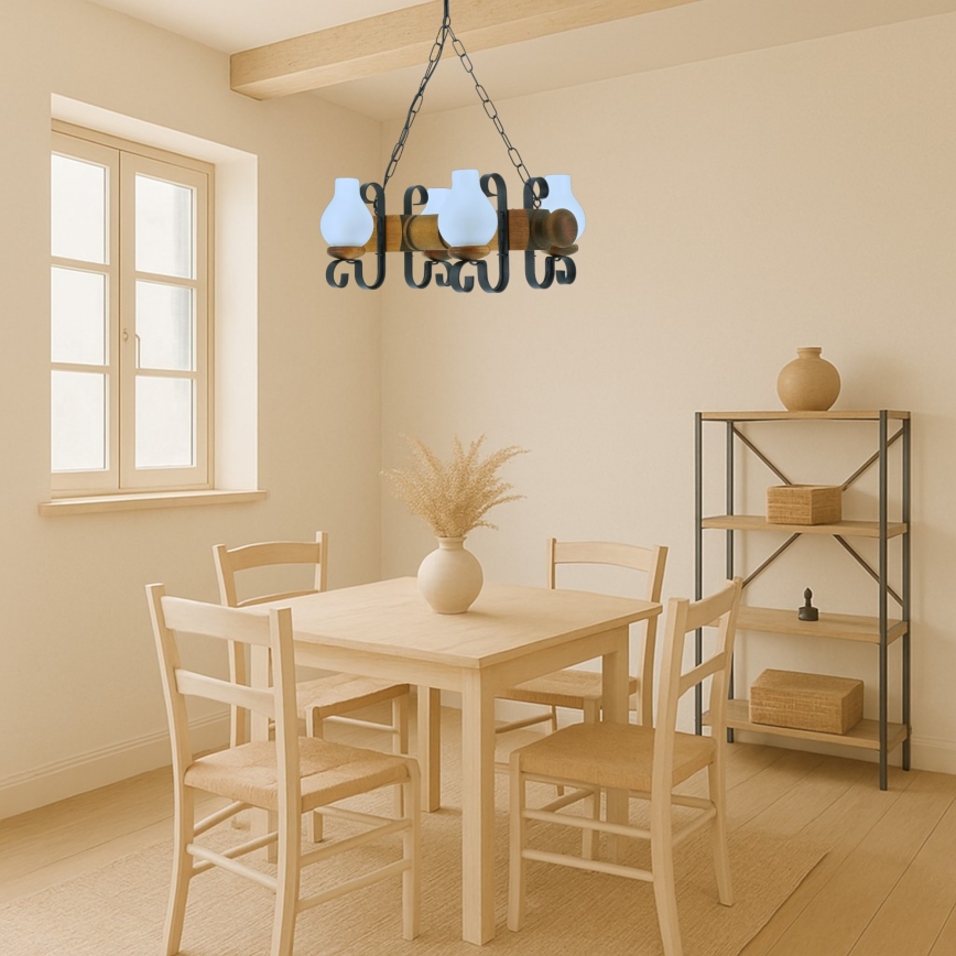 Candeeiro suspenso RUSTIC 4xE14/40W/230V faia - FSC certificado