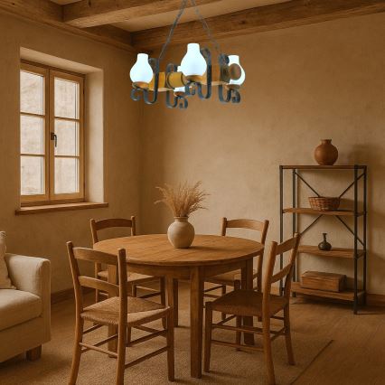 Candeeiro suspenso RUSTIC 4xE14/40W/230V faia - FSC certificado