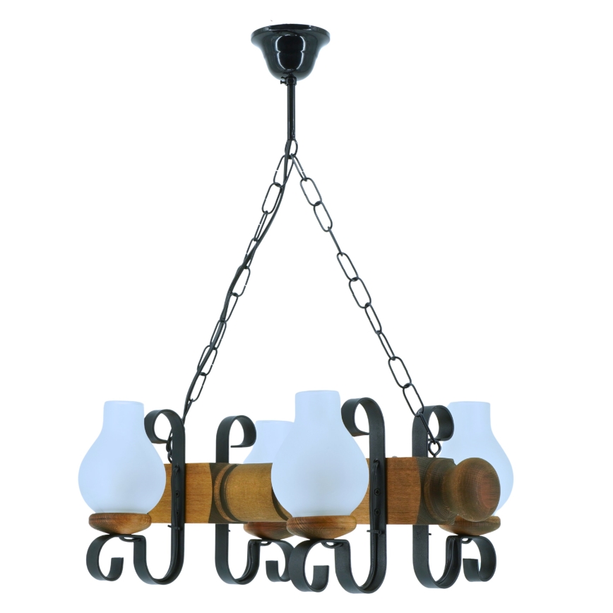 Candeeiro suspenso RUSTIC 4xE14/40W/230V faia - FSC certificado