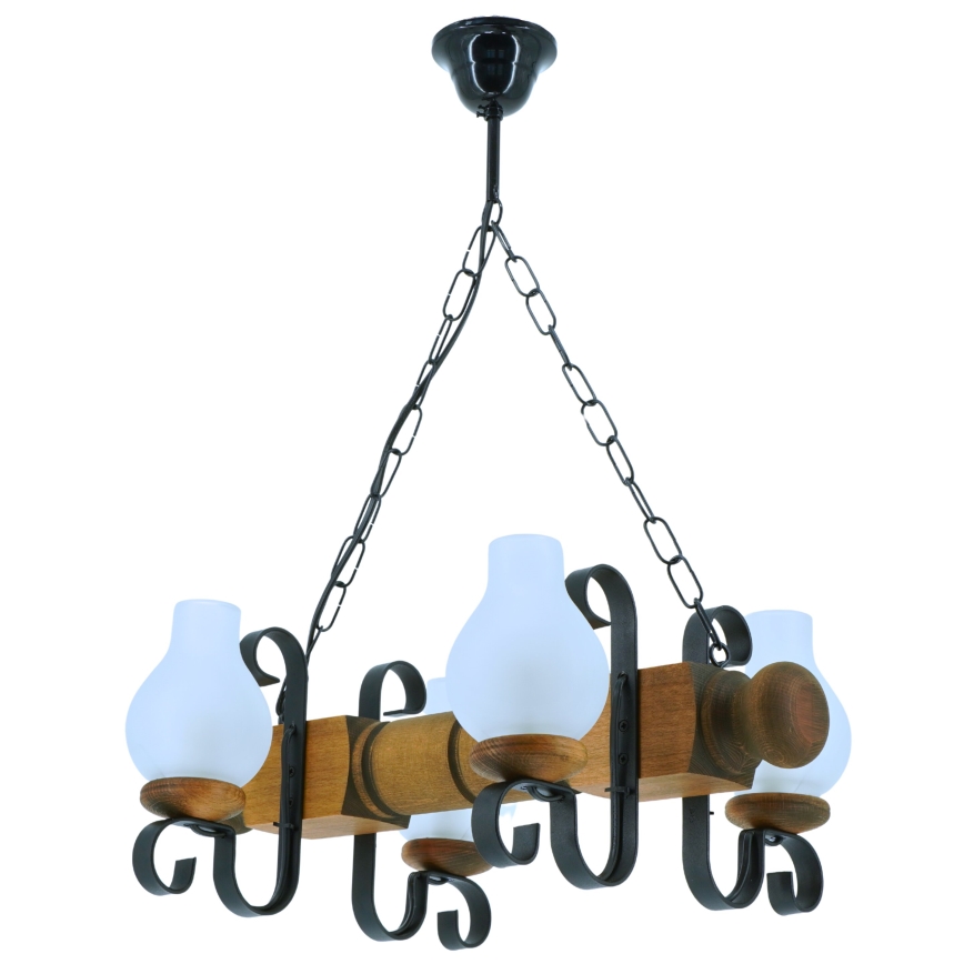 Candeeiro suspenso RUSTIC 4xE14/40W/230V faia - FSC certificado