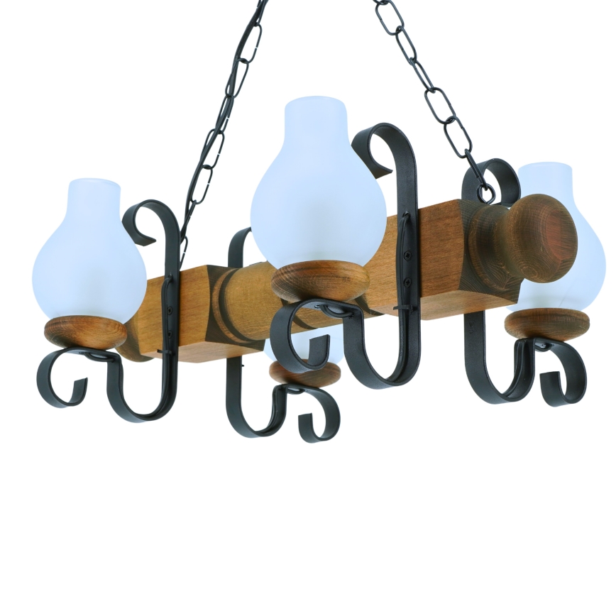Candeeiro suspenso RUSTIC 4xE14/40W/230V faia - FSC certificado