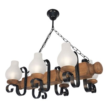 Candeeiro suspenso RUSTIC 6xE14/40W/230V faia - FSC certificado