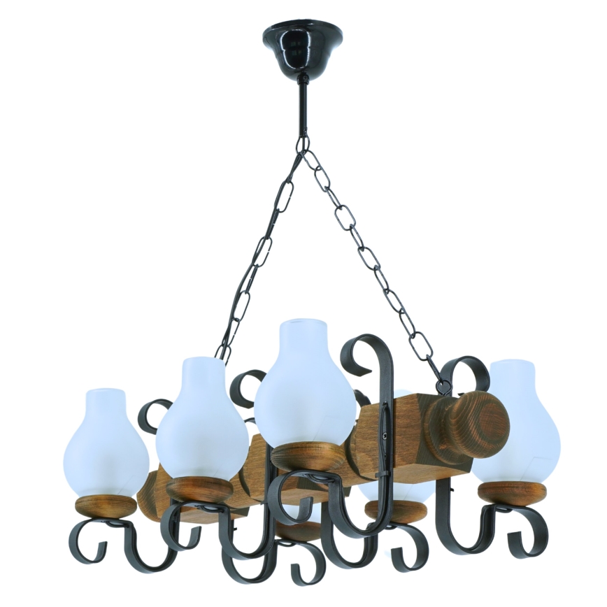 Candeeiro suspenso RUSTIC 6xE14/40W/230V faia - FSC certificado