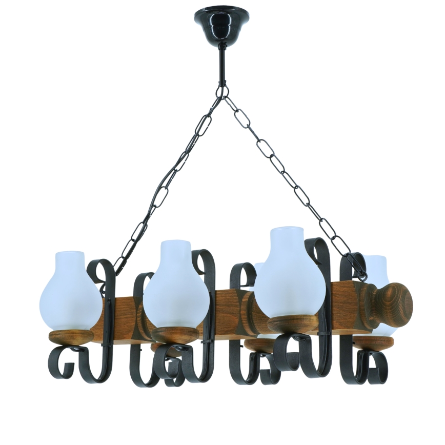 Candeeiro suspenso RUSTIC 6xE14/40W/230V faia - FSC certificado