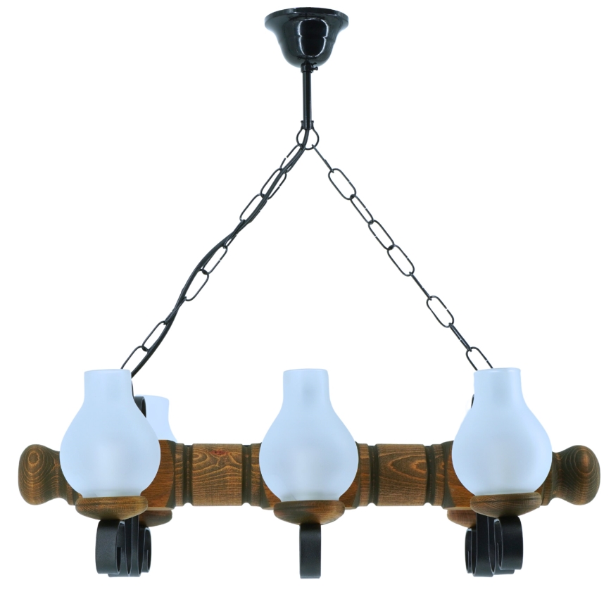 Candeeiro suspenso RUSTIC 6xE14/40W/230V faia - FSC certificado