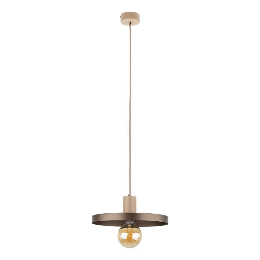 Candeeiro suspenso SILA 1xE27/15W/230V diâmetro 30 cm castanho/bege