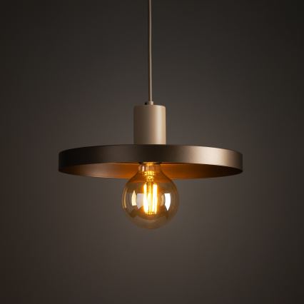 Candeeiro suspenso SILA 1xE27/15W/230V diâmetro 30 cm castanho/bege