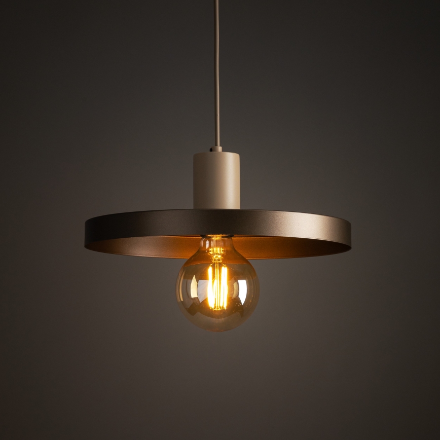 Candeeiro suspenso SILA 1xE27/15W/230V diâmetro 30 cm castanho/bege