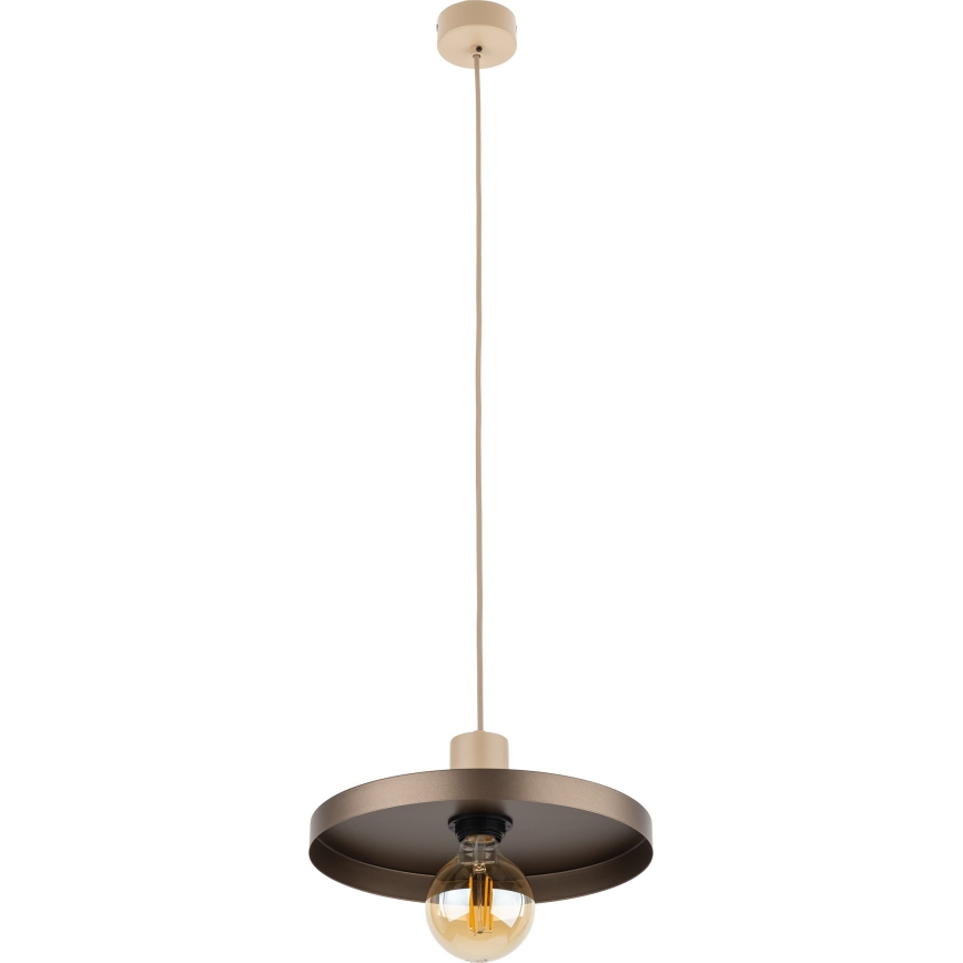 Candeeiro suspenso SILA 1xE27/15W/230V diâmetro 30 cm castanho/bege