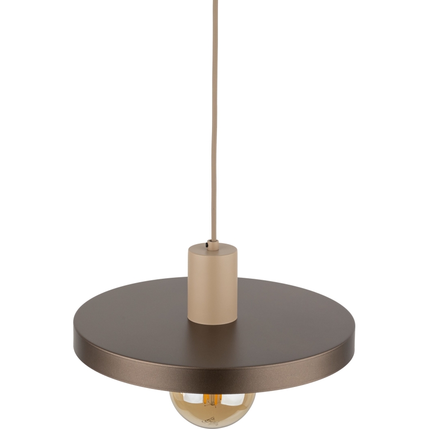 Candeeiro suspenso SILA 1xE27/15W/230V diâmetro 30 cm castanho/bege