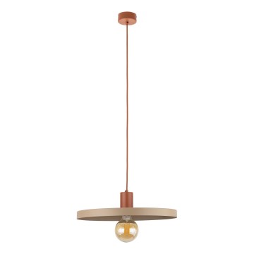 Candeeiro suspenso SILA 1xE27/15W/230V diâmetro 40 cm bege/tijolo