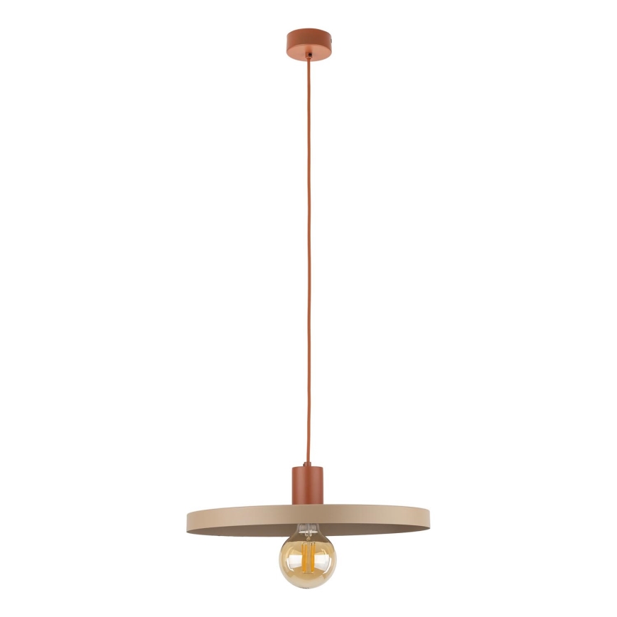 Candeeiro suspenso SILA 1xE27/15W/230V diâmetro 40 cm bege/tijolo