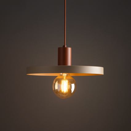 Candeeiro suspenso SILA 1xE27/15W/230V diâmetro 40 cm bege/tijolo